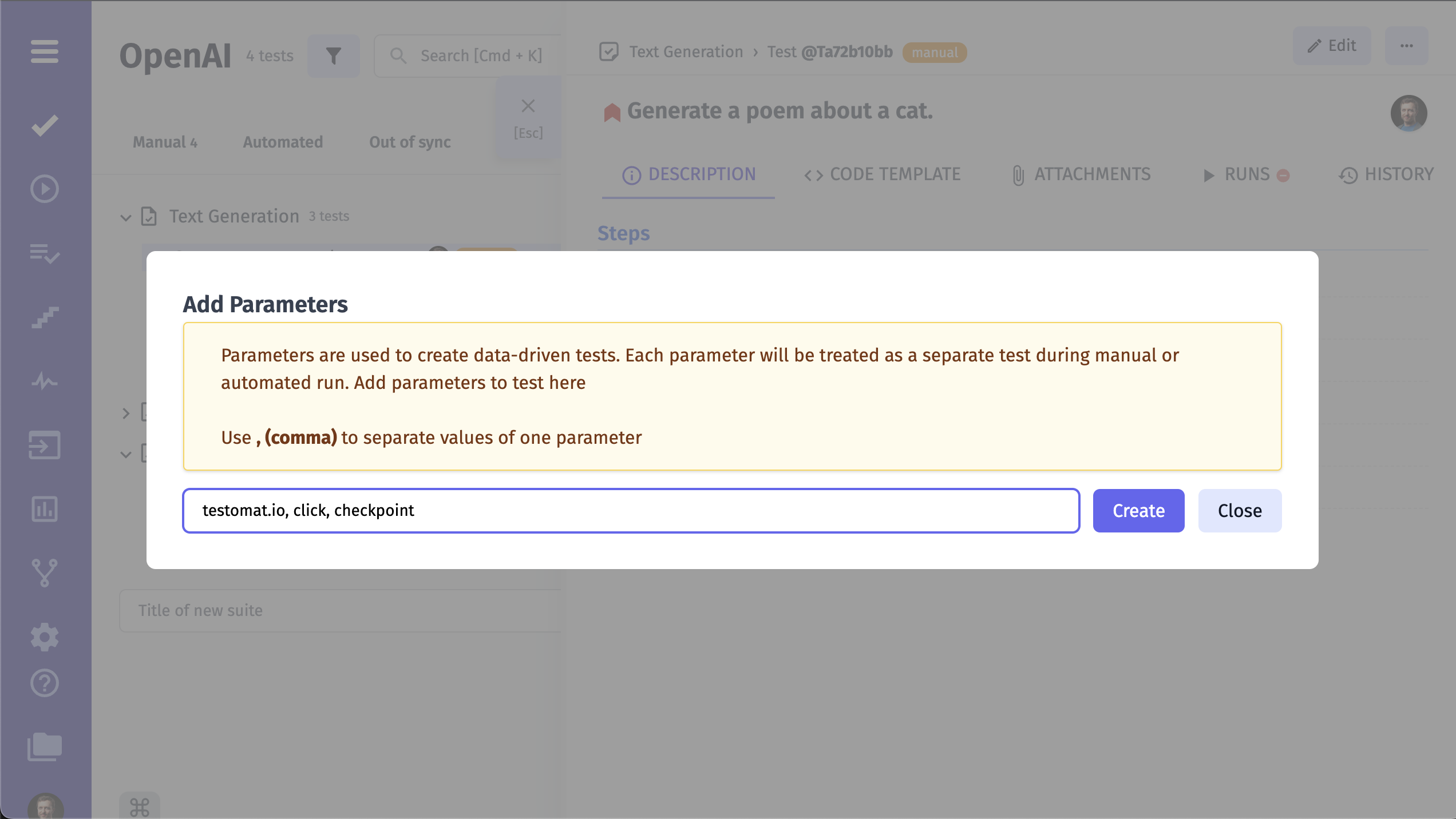 Give parameter set by comma