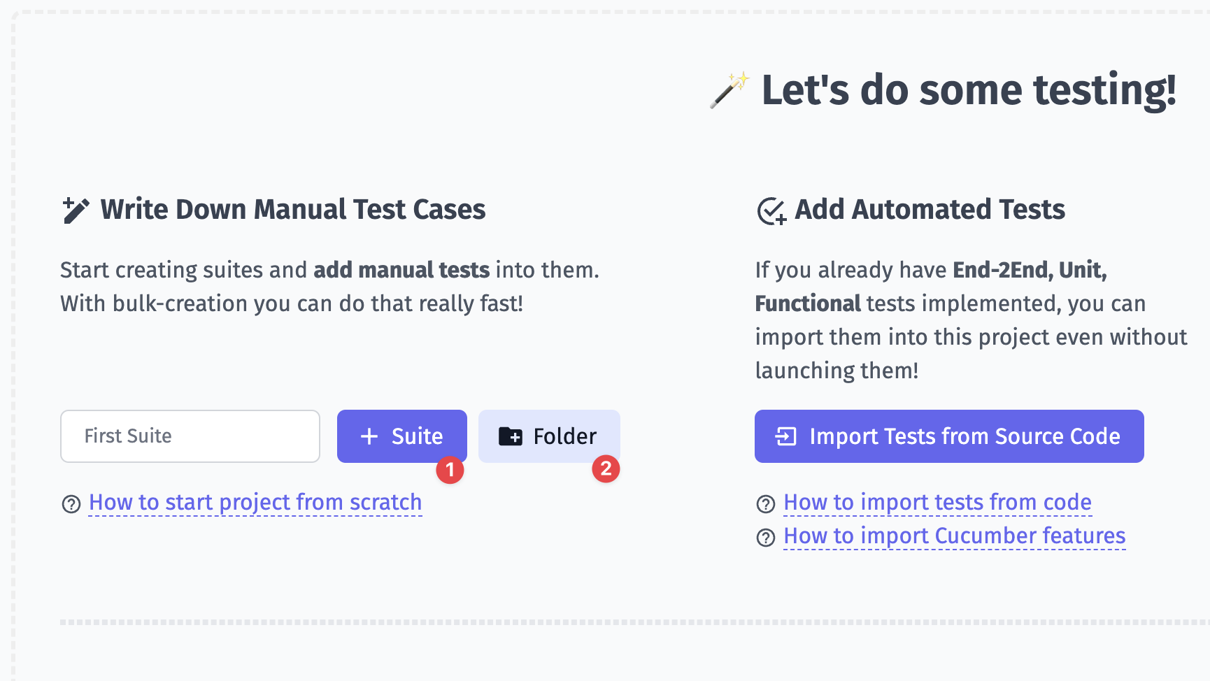 Create test suite or folder